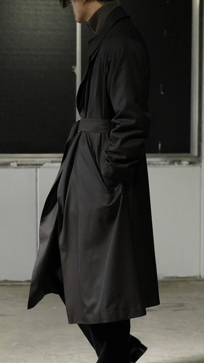 Granhiert dark brown wool silk serge