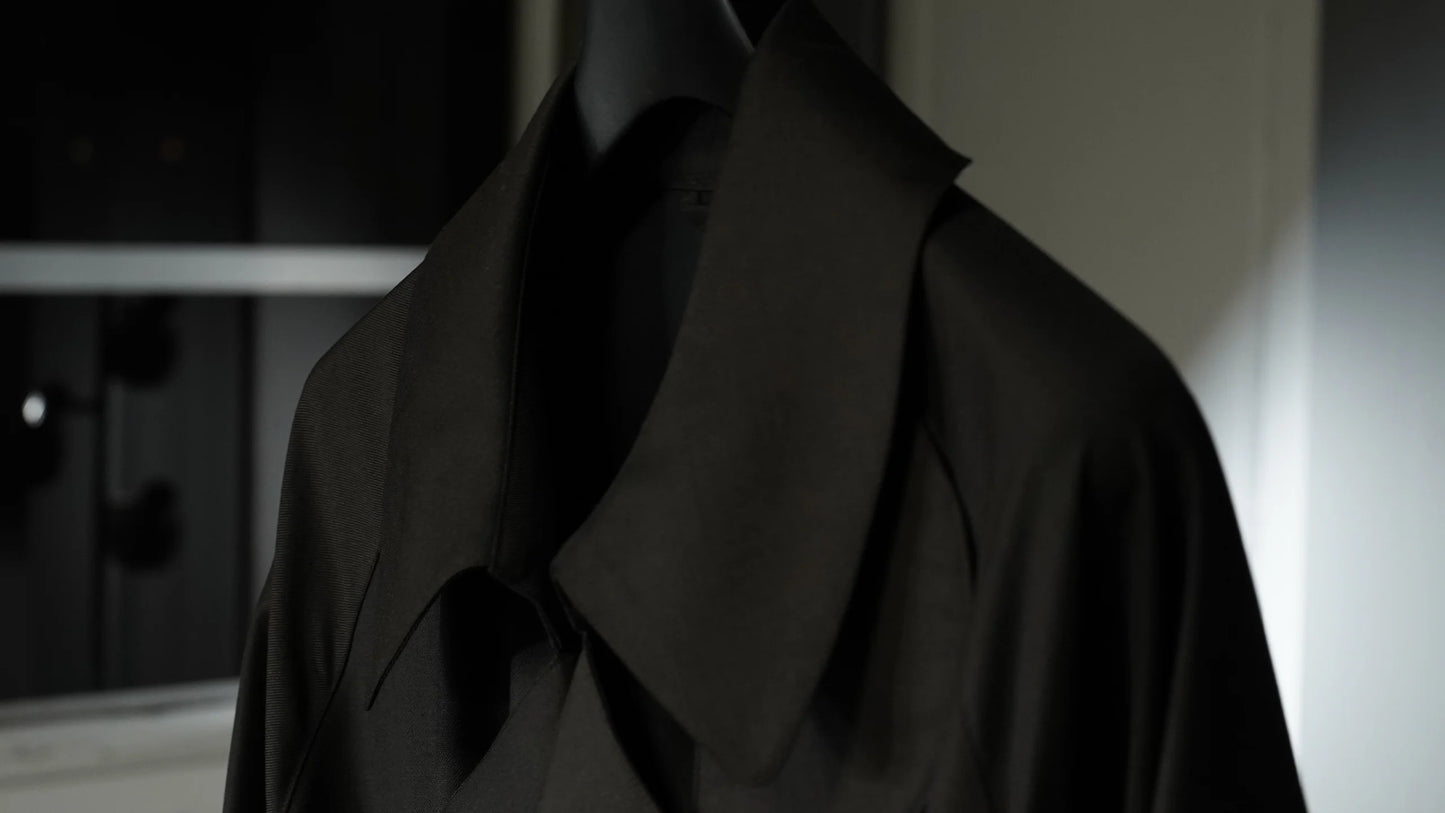 Granhiert dark brown wool silk serge